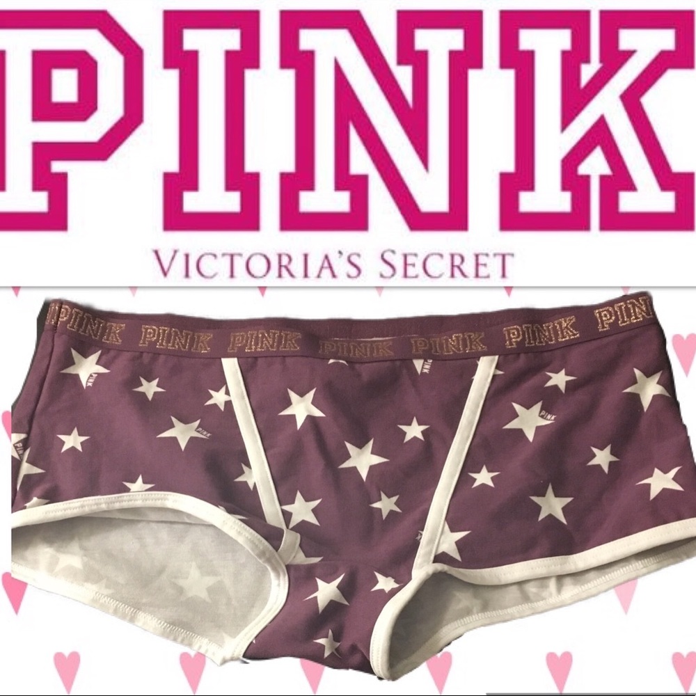 Victoria’s Secret Pink “Stars” Logo Boyshorts NWT - Picture 1 of 6